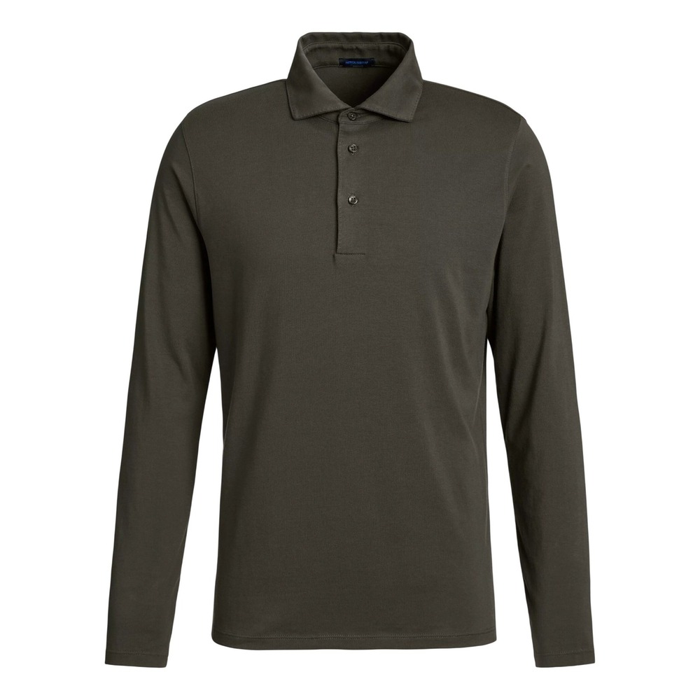 Patrick Assaraf Pima Cotton Long Sleeve Polo Shirt Charcoal‎ Grey XL